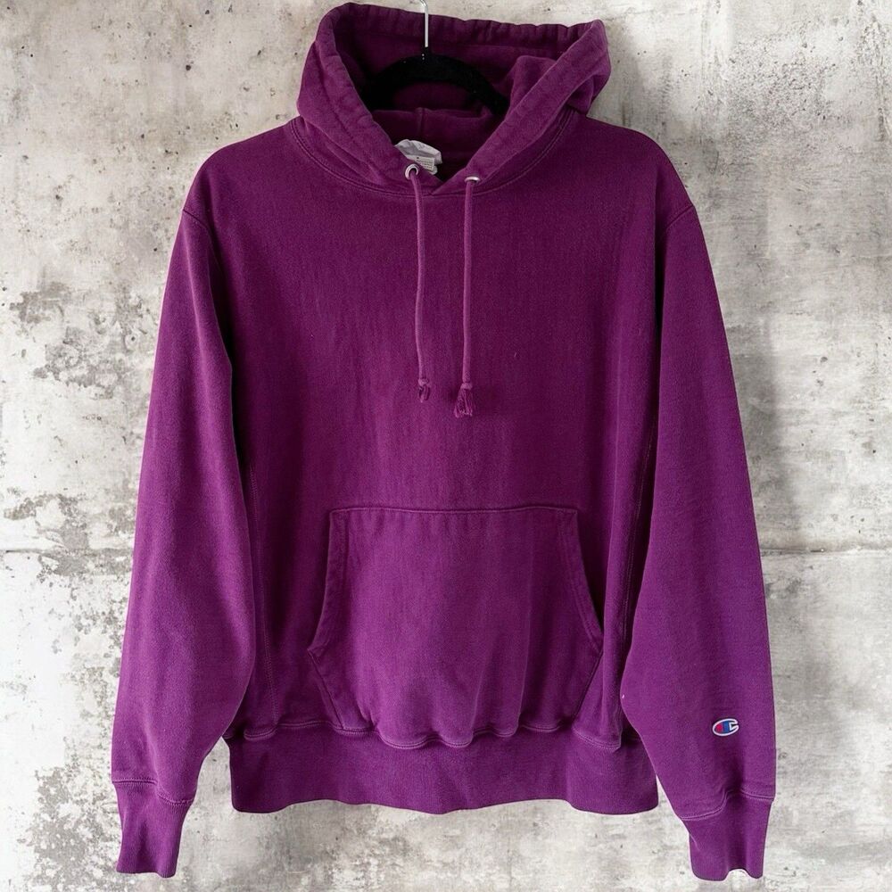 Vtg Champion Reverse Weave C Logo Hoodie Sweatshirt Mens Medium Magenta Purple